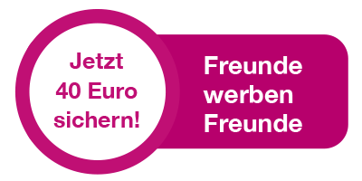 Sprechblase mit Hinweis auf 40 Euro Werbeprämie