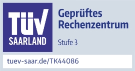 Rundes Siegel mit Schriftzug TÜV Saarland